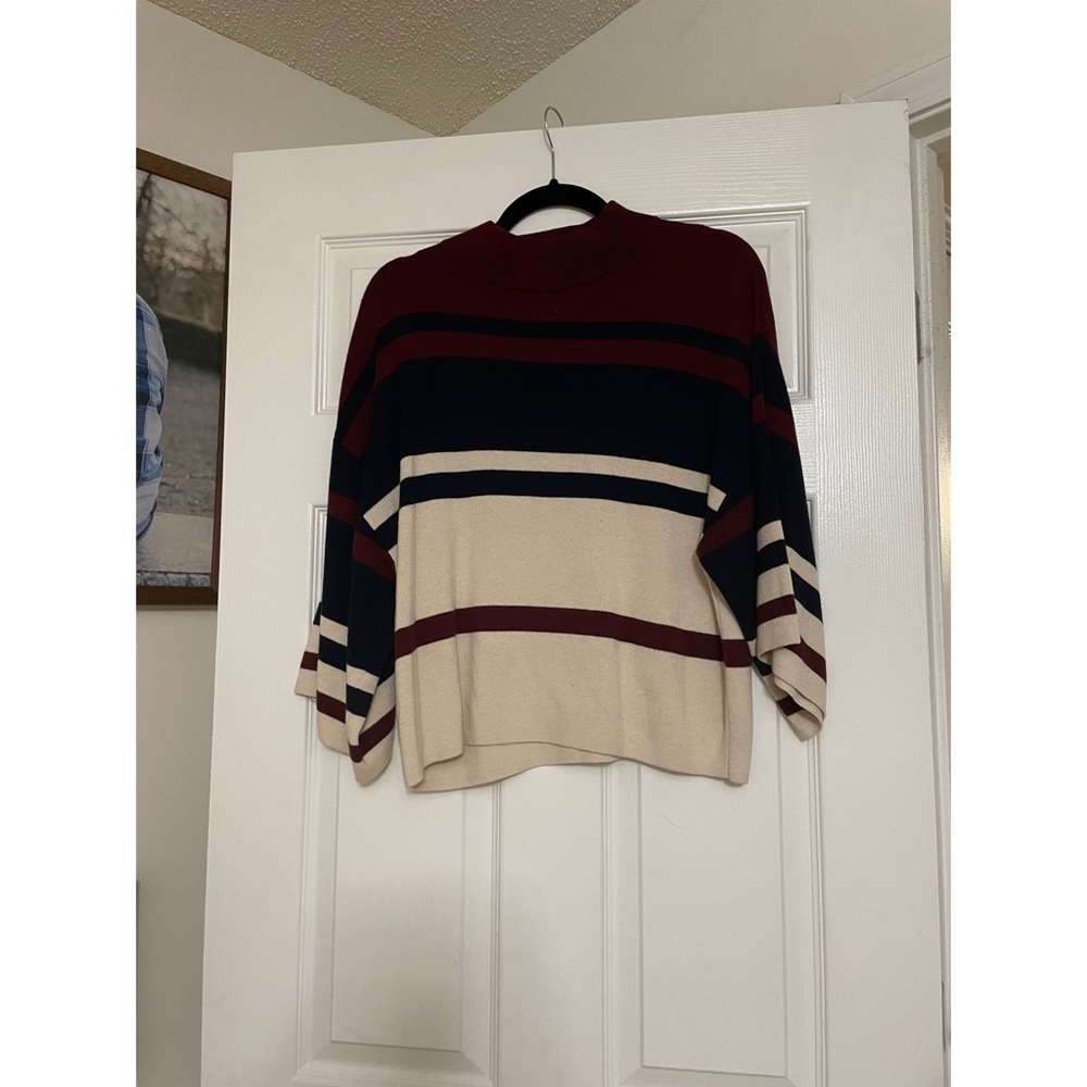 Red, cream, and navy loft sweater